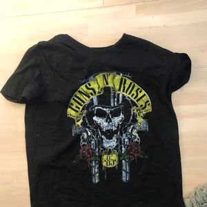 Guns roses t-shirt women black yellow
